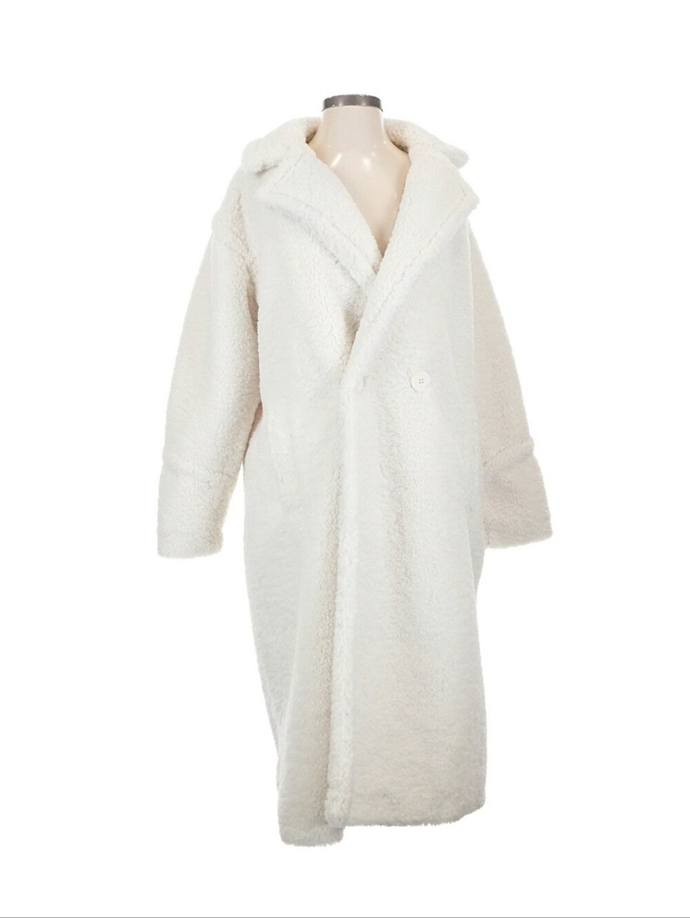Cozy Oversized White Sherpa Long Coat